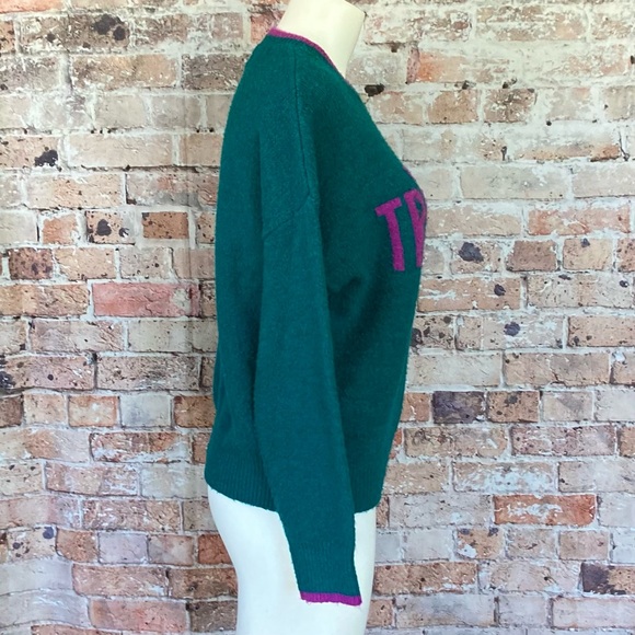 Code x Mode TRES CHIC Pullover Knit Sweater Teal & Purple Sz Medium - Picture 4 of 10